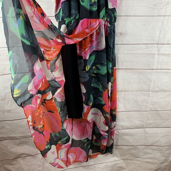 MSK Dress Floral Midi Party Wedding high-low Jeweled 8 M Kaftan lined elastic - Picture 9 of 16